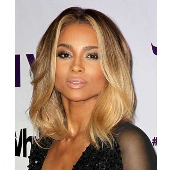 Ciara Inspired Ombre Blonde Color Wavy Short Bob Lace Front Human